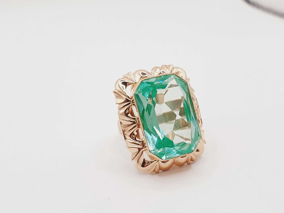 OGROMNY złoty pierścień. Zabytkowy XX wiek, próby 14K