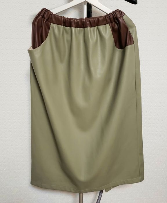 Спідниця жіноча з еко-шкіри оливкова La Vita  Батал