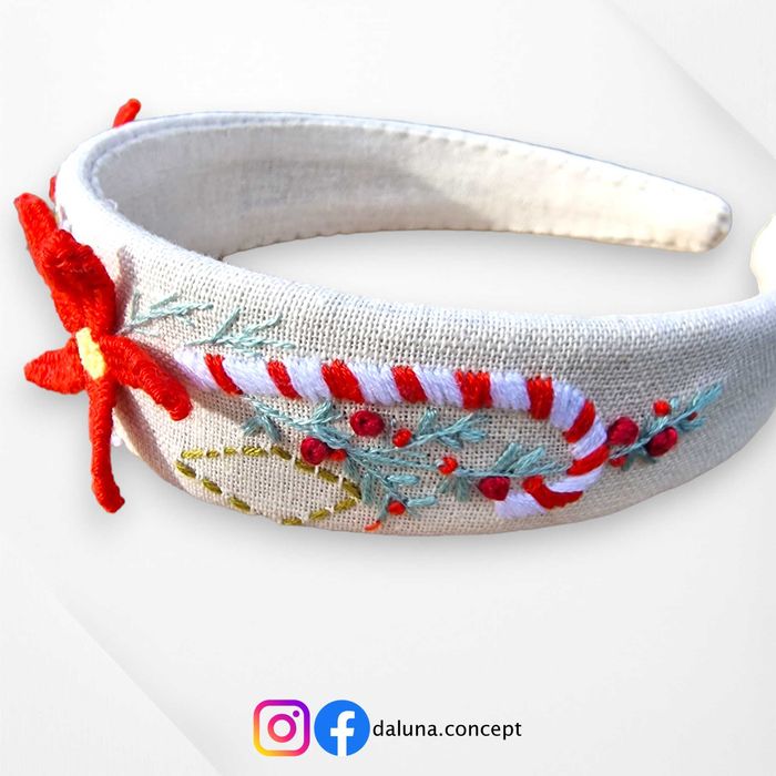 3D Hand embroidered headband - Christmas theme