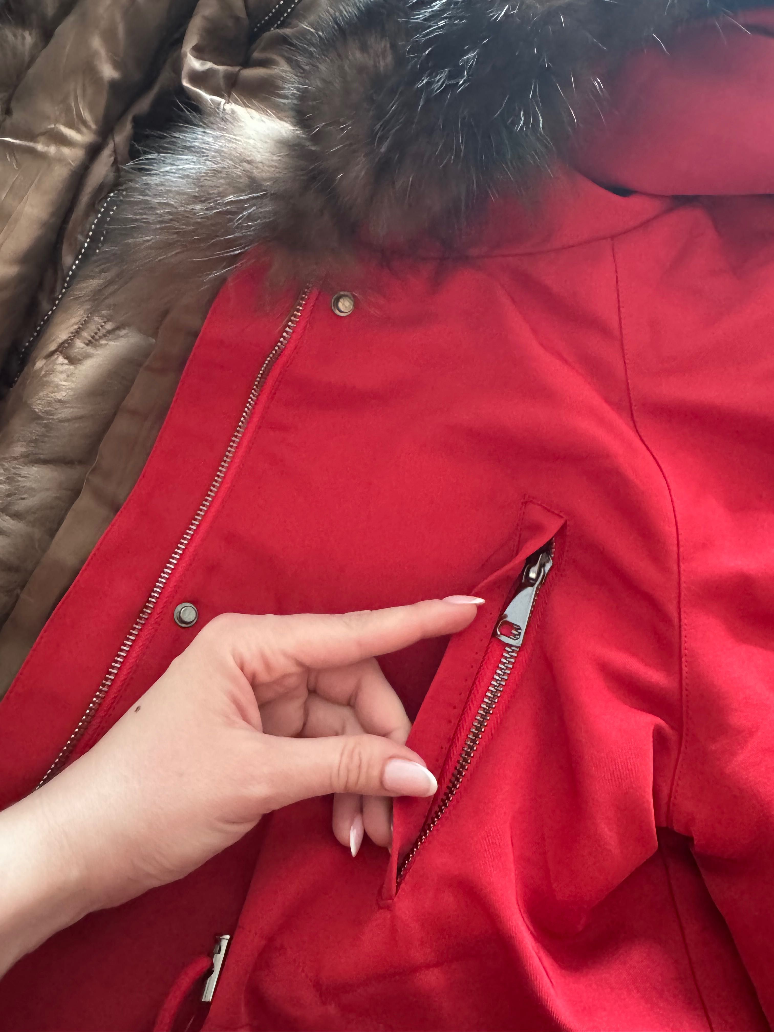 Nowa PARKA z naturalnym obszyciem futra lisa w SOBOLOWYM KOLORZE