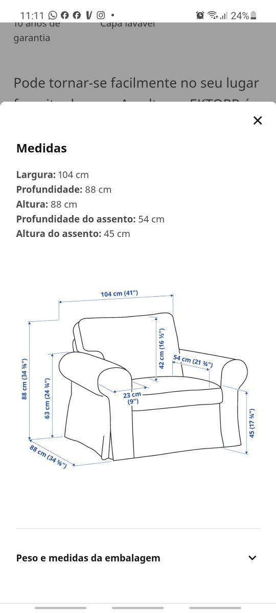 Ektorp poltrona Virestad red/white Ikea