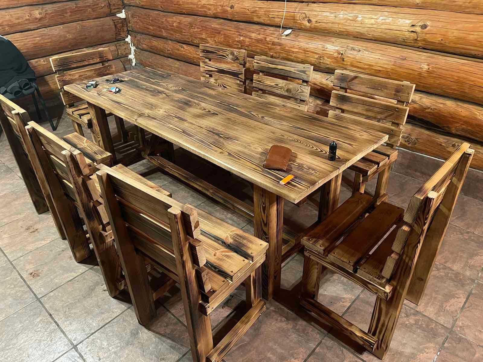 Стол из дерева. Лавка з дерева. Садовый комплект. Мебель на дачу.