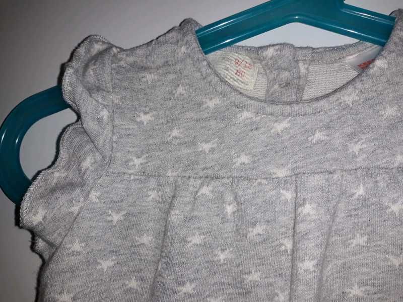 Zara kids sukienka szara w gwiazdki rozm.80cm 9-12M