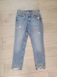 Jeansy z perełkami H&M rozmiar 27