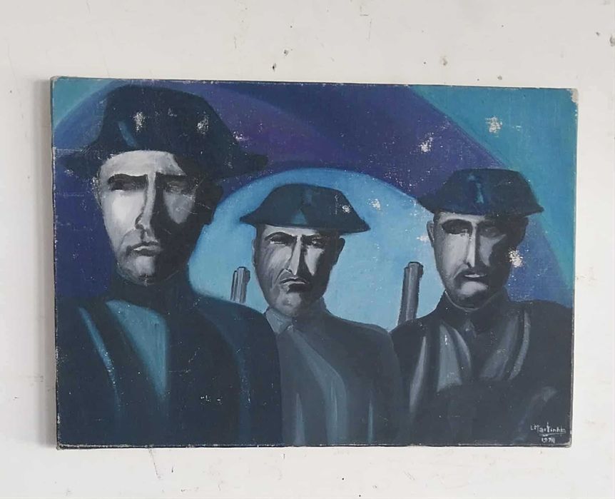 Óleo sobre Tela Assinado "L Martinho". Militares de 25 de Abril"