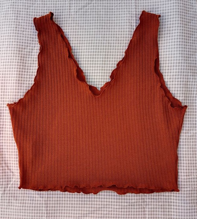 L Shein топ в рубчик трикотажний, колір шоколадний