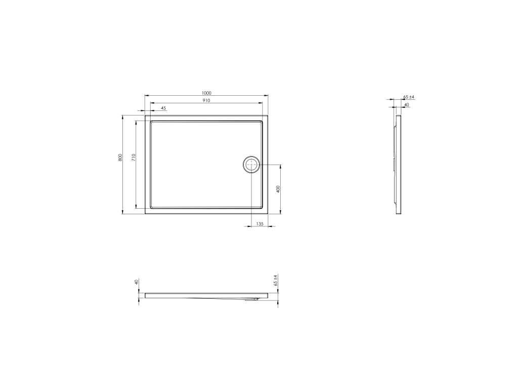 brodzik 100x80x4 prostokątny akrylowy  Flat