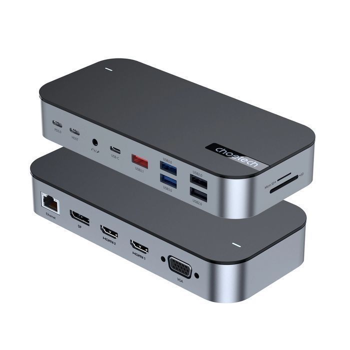 Adapter stacji dokującej Choetech M52 USB-C z wieloma portami - Szary