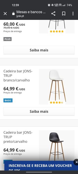 Cadeira bar JONSTRUP branco/carvalho