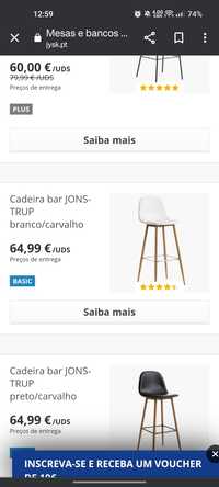 Cadeira bar JONSTRUP branco/carvalho