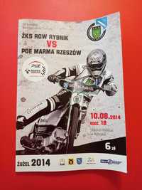 Program żużel ROW Rybnik - Marma Rzeszów 2014