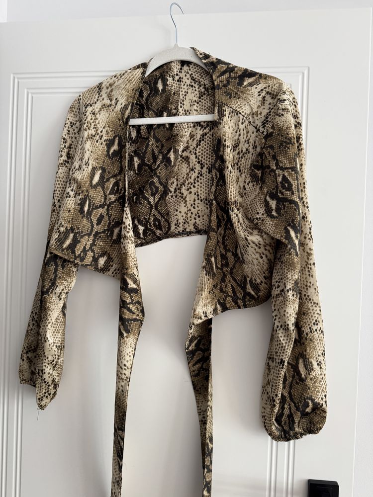 Crop top wiązany 42 XL missguided wężowy wzór