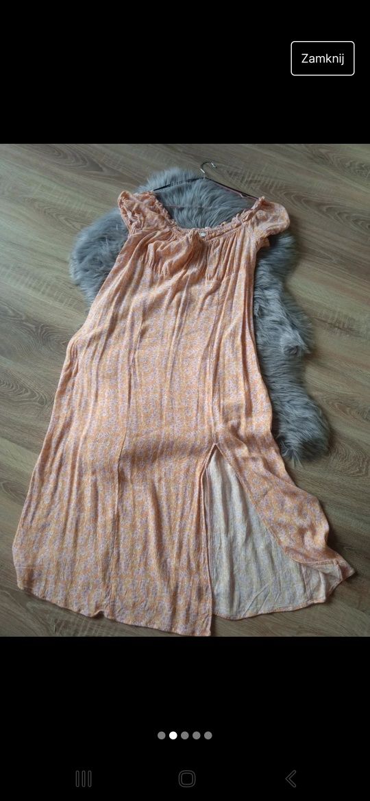 Dopasowana długa sukienka z lekkiego materiału H&M rozmiar 46