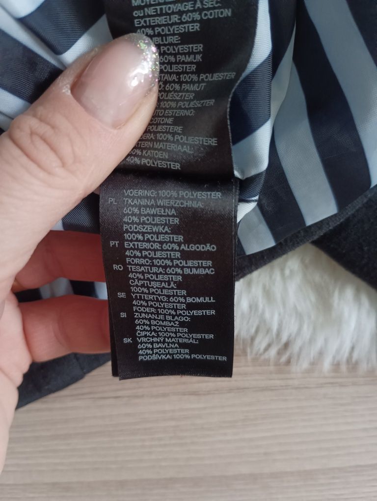 Czarny żakiet płaszcz h&m marynarka 38