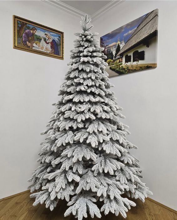 Засніжена штучна ялинка 2,5м лита силіконова бу