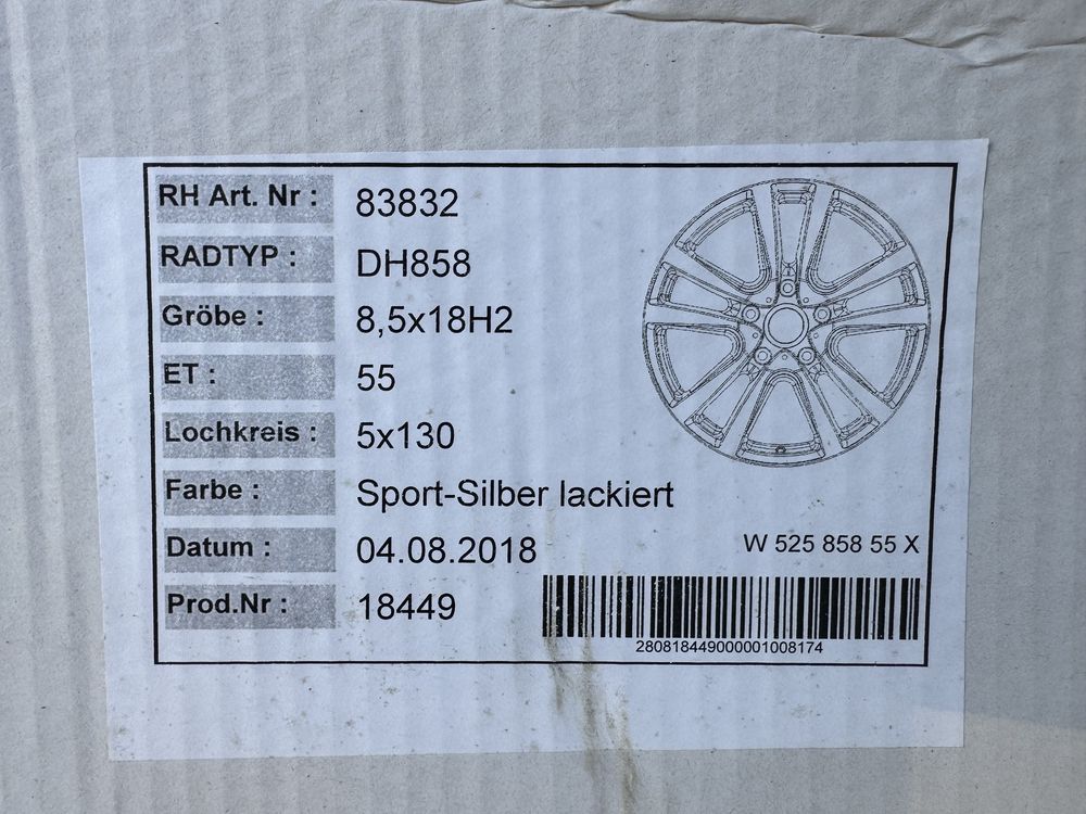 Cena za 4szt  Alufelgi 18x8,5J 5x130 ET55 Alurad Touareg Q7 Cayenne