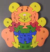 Puzzle drewniane układanka miś litery liczby