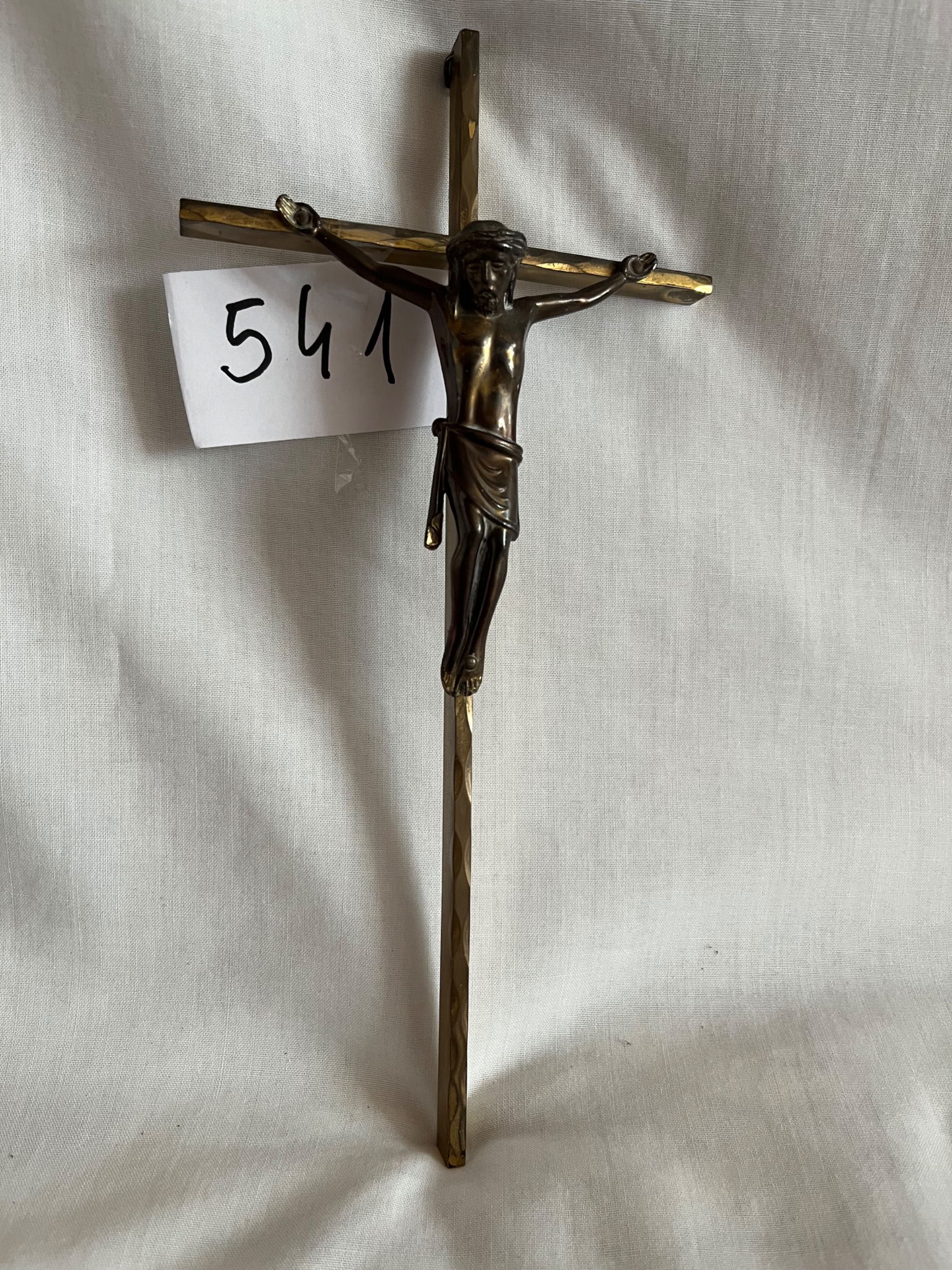 zabytkowy Mosiężny Krzyżyk Chrystus z Brązu antyk