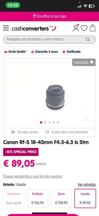 Canon lente RF-S 18-45mm F4.5-6.3 IS STM