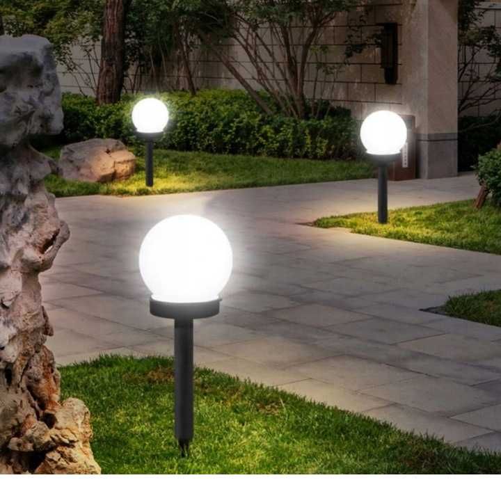 Lampa LED solarna 10 cm SuperLED  biała mleczna czarna