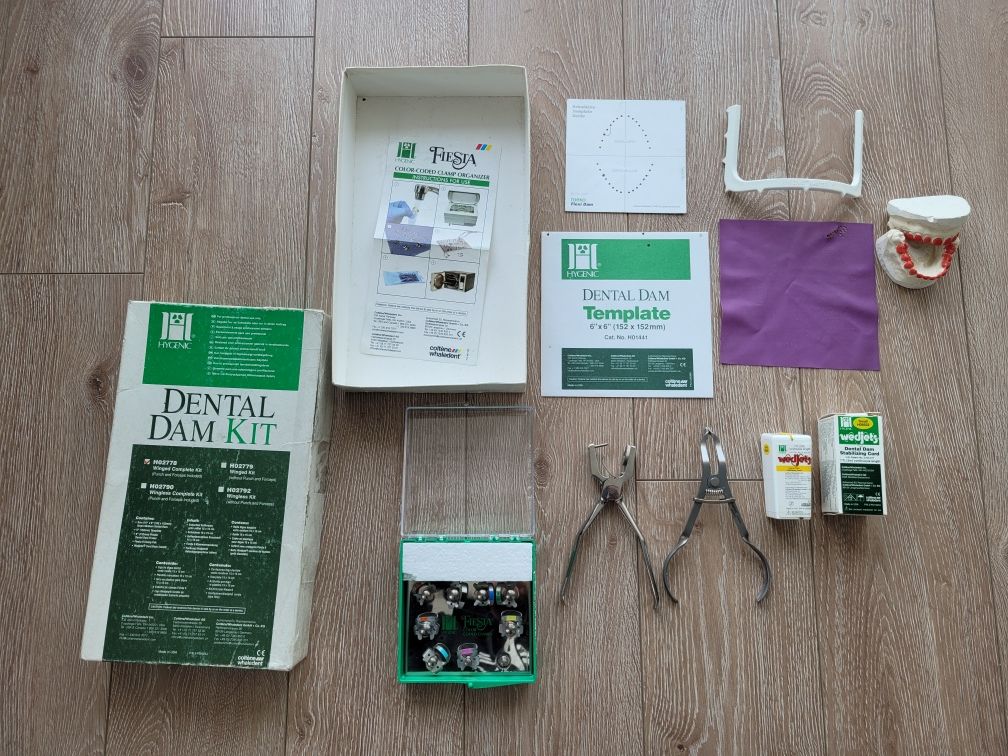 Koferdam Hygenic Dental Dam Kit klamry, kleszcze, dziurkacz, zestaw