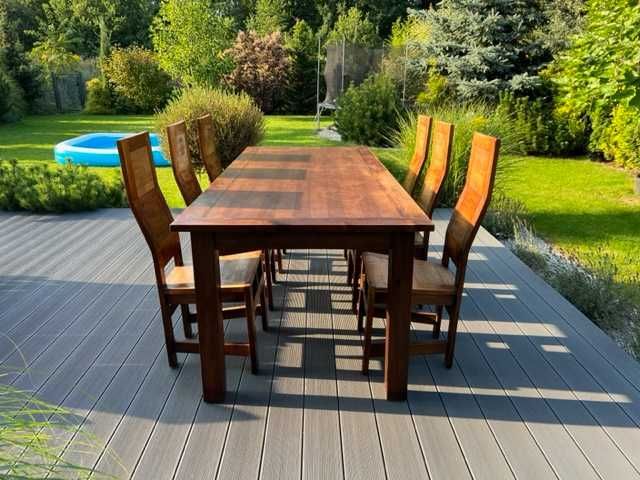 Stół 220x95cm + krzesła 6szt z drewna egzotycznego