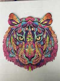 Świetna układanka drewniane puzzle Mandale tygrys