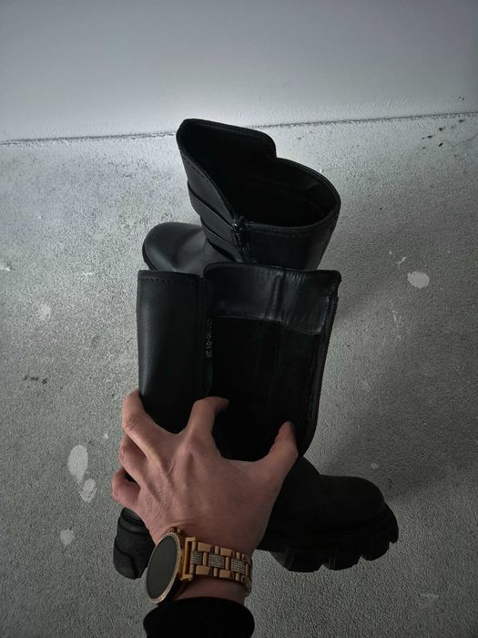 Deezee Czarne długie Kozaki 35 ocieplane futerko miś zimowe