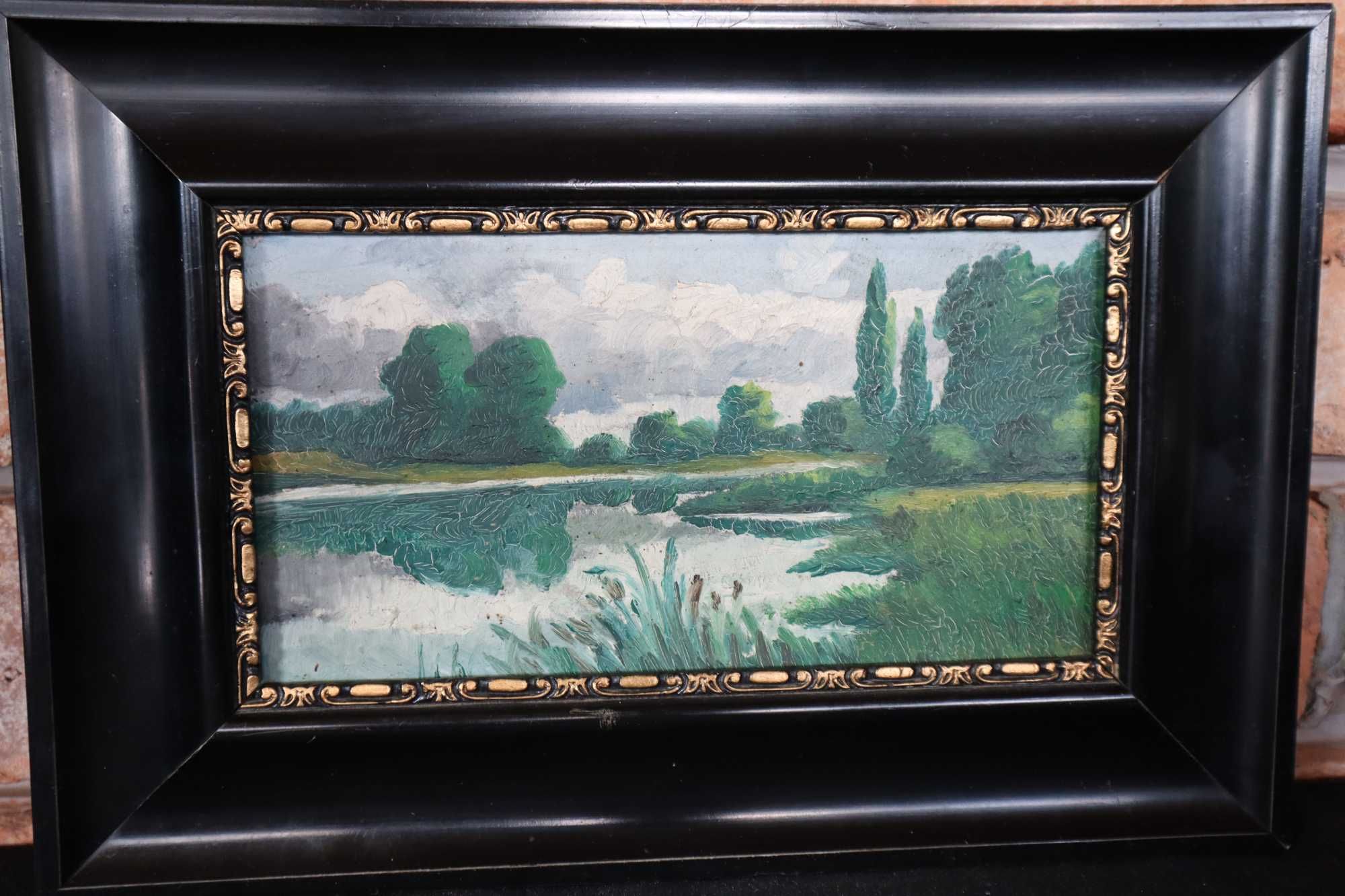 Obraz z drewnianej ramie sygnowany 1920 r B41/5218