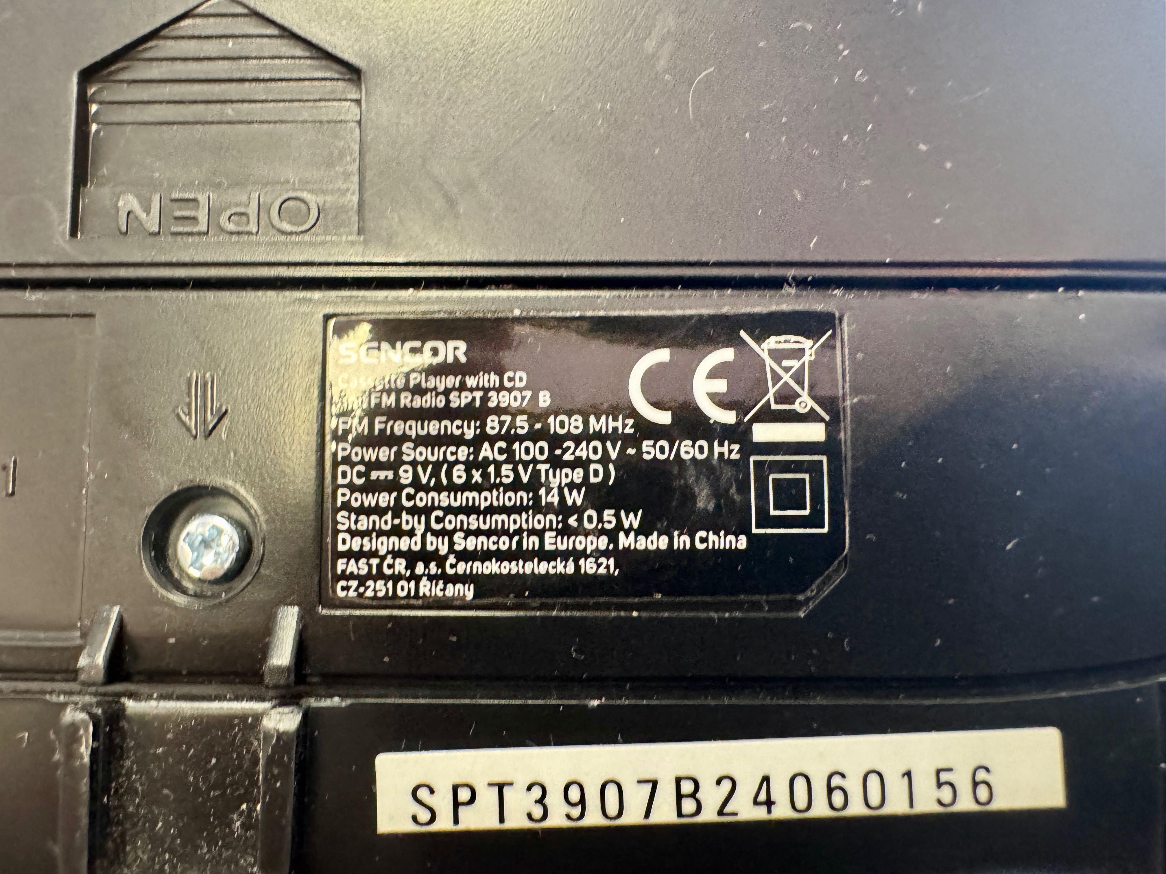 Radiomagnetofon Sencor SPT 3907 B Bluetooth Czarny
