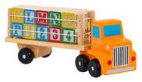 Drewniana Ciężarówka z Naczepą i Klockami Zabawka edukacyjna