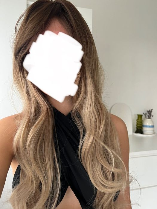 Peruka brąz blond falowana z grzywką długa
