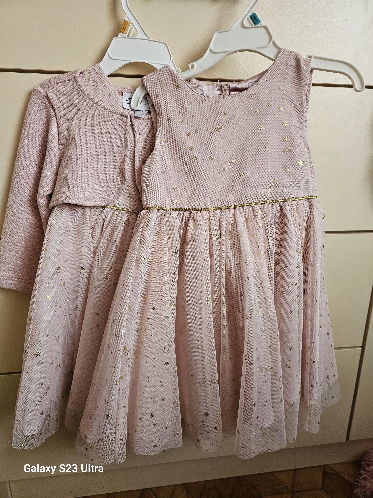 Sukienka 98-104cm pudrowy róż