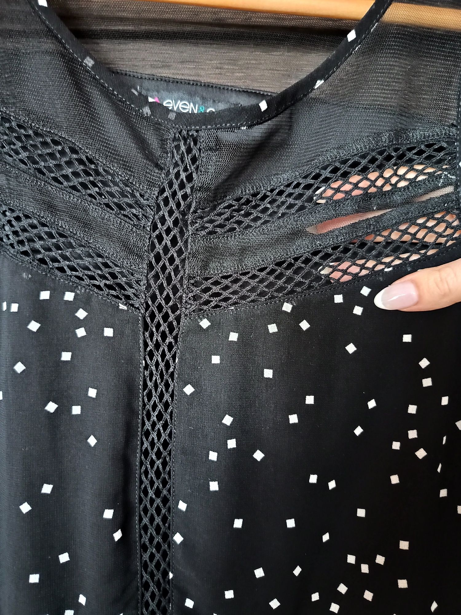 Sukienka zwiewna Zalando even&odd xl 42 40 czarna siateczka