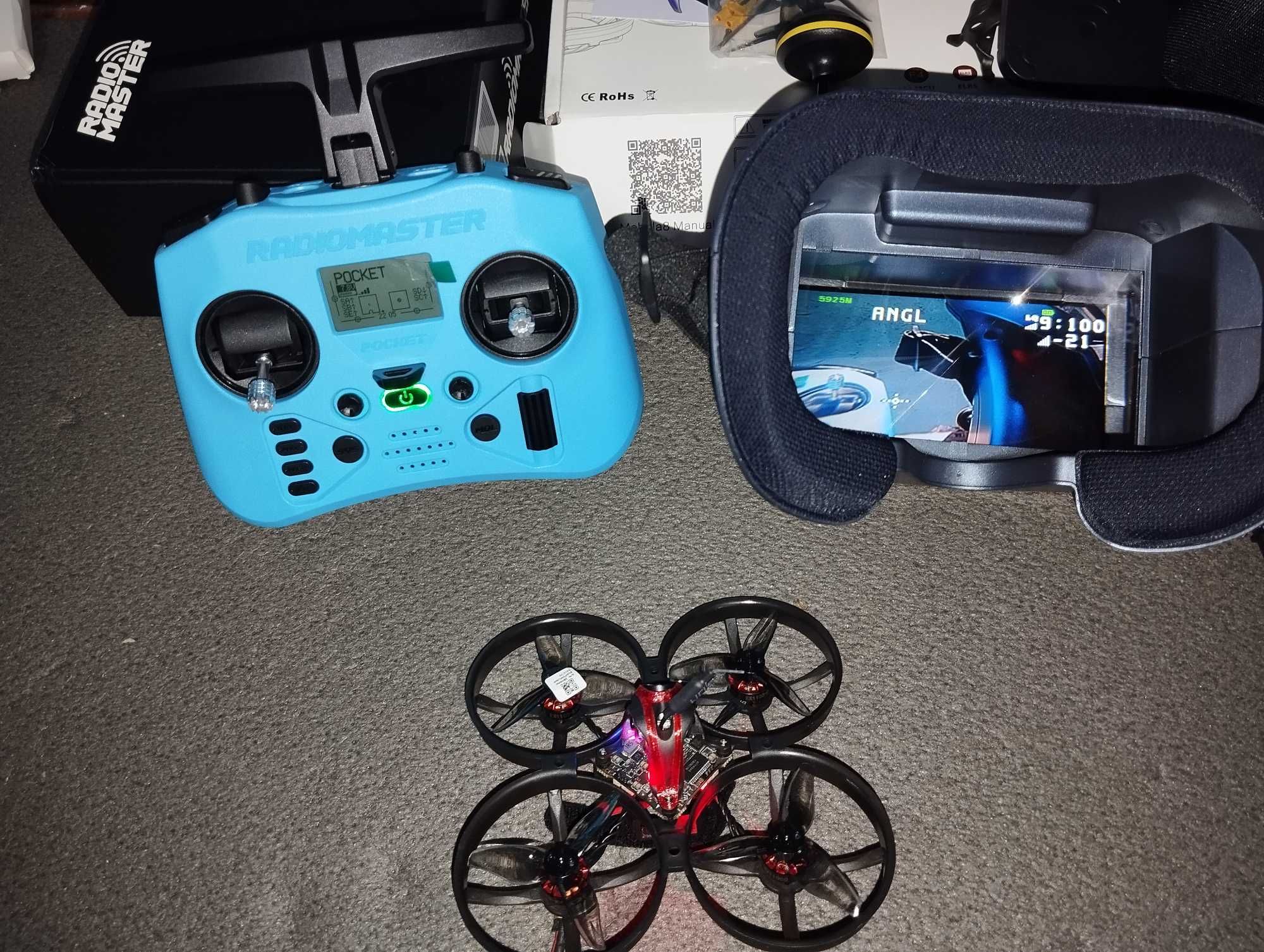 Комплект FPV дрон Mobula 8 + апа Radiomaster + шолом + зарядне і акум