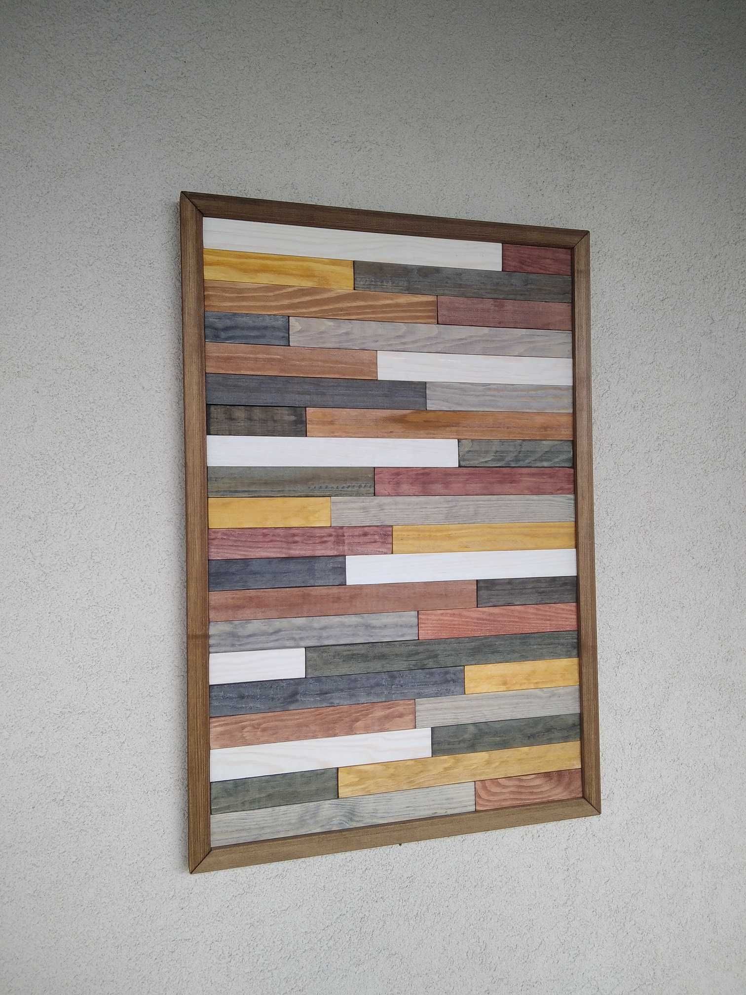 Mozaika obraz dekoracja ścienna z drewna 64 x 44 cm
