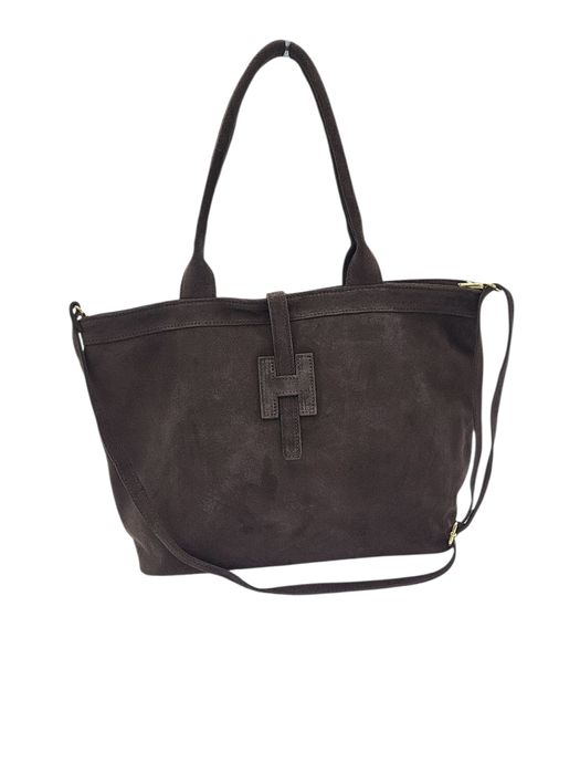 Torebka damska skórzana zamsz czekoladowy brąz