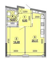 Продам видову 1 кімнатну квартиру в ЖК "Great", 1С3/1C4, 85 000$