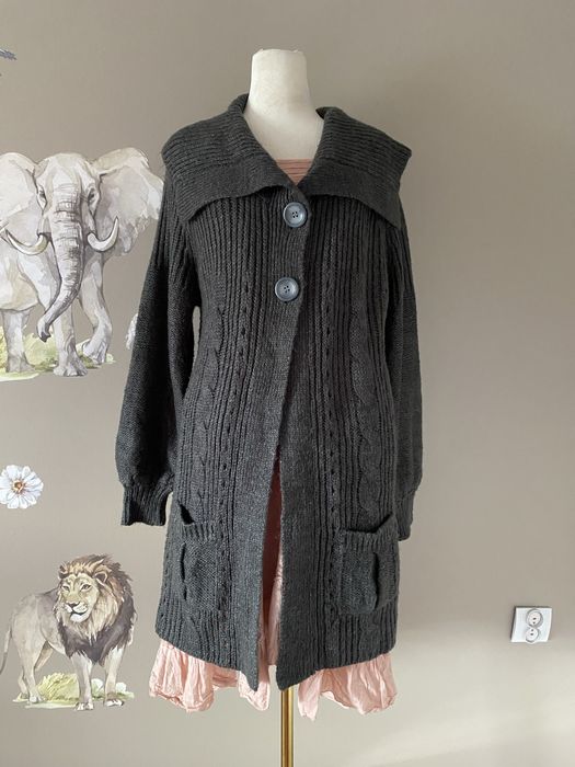 Grafitowy gruby ciepły sweter kardigan plus size 50/52