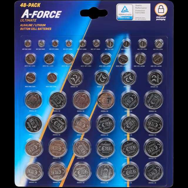 Baterie guzikowe A-Force 48 sztuk