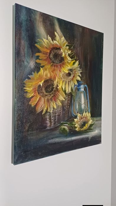 Obraz Olejny na płótnie Słoneczniki prezent dekoracja