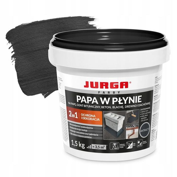 JURGA Papa w płynie 12kg antracyt Farba na DACH ogrodzenie dekoracyjna