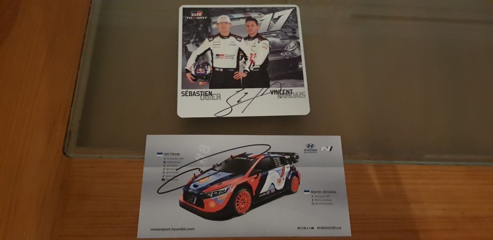 Autógrafos de Loeb, Ogier, Tanak e Petter Solberg