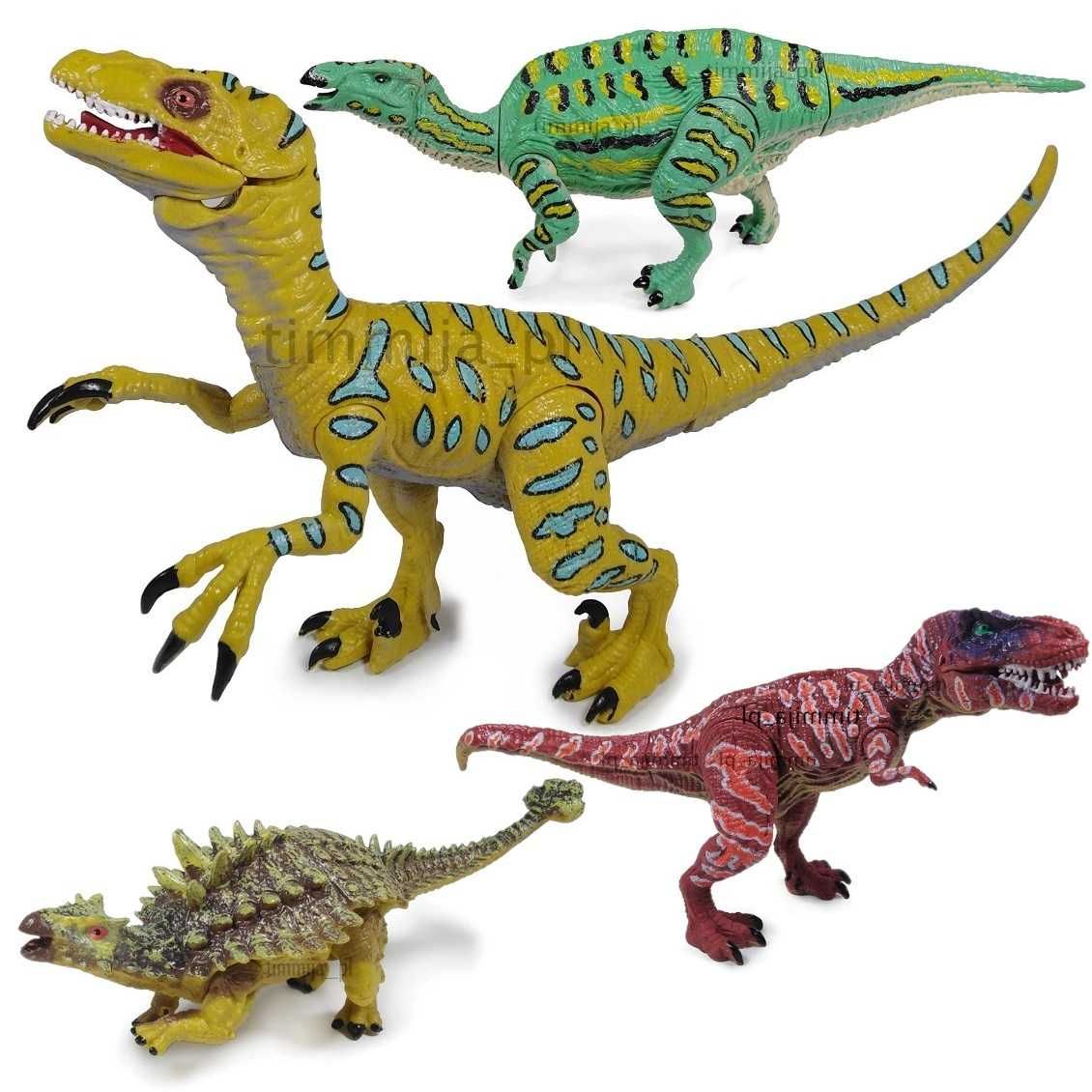 4 DINOZAURY Ruchome Figurki T-Rex JURAJSKI PARK Welociraptor Moreladon