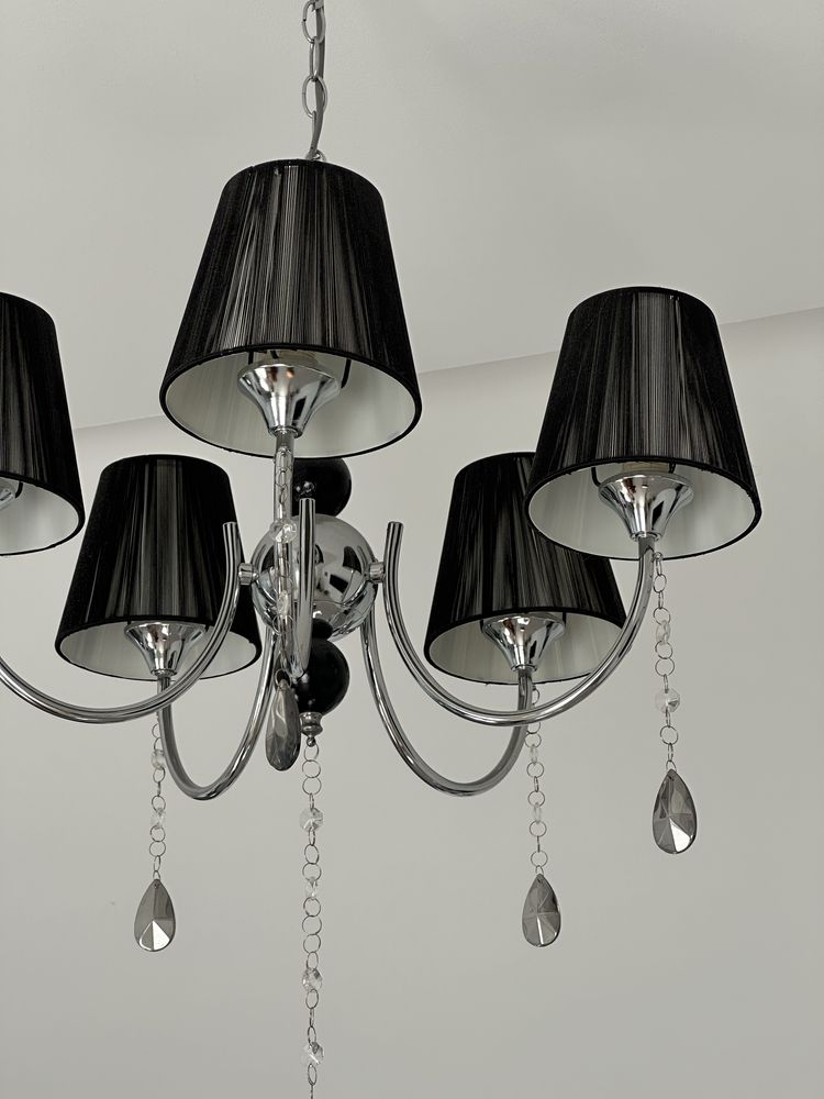 Lampa z krysztalkami czarno srebrna glamour