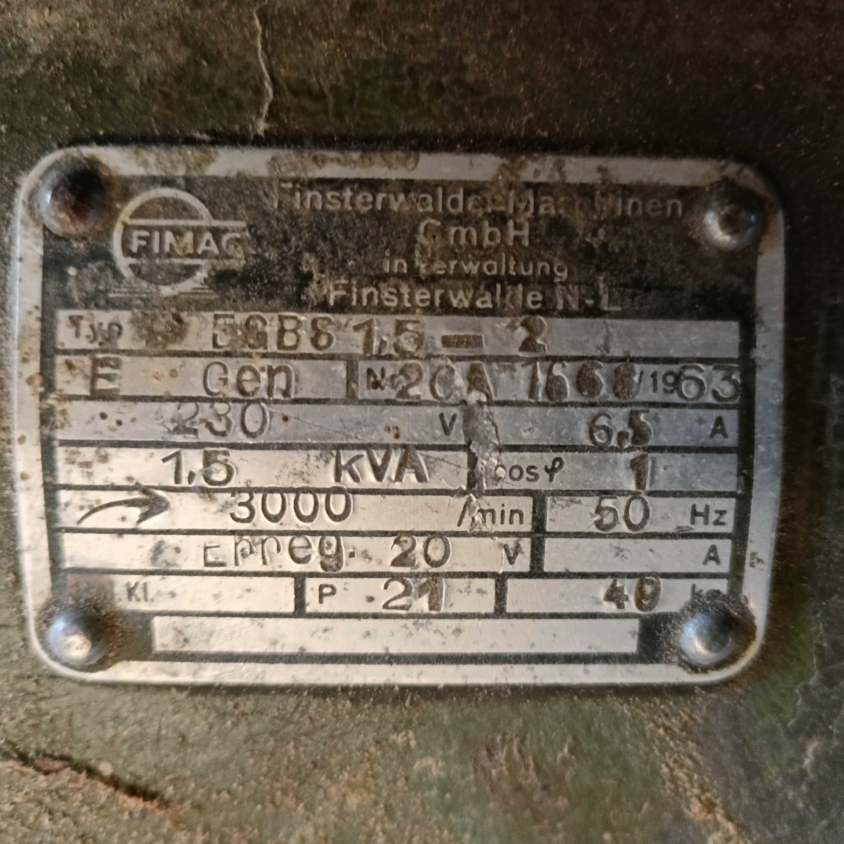Agregat prądotwórczy 1963 r Fimag Niemcy