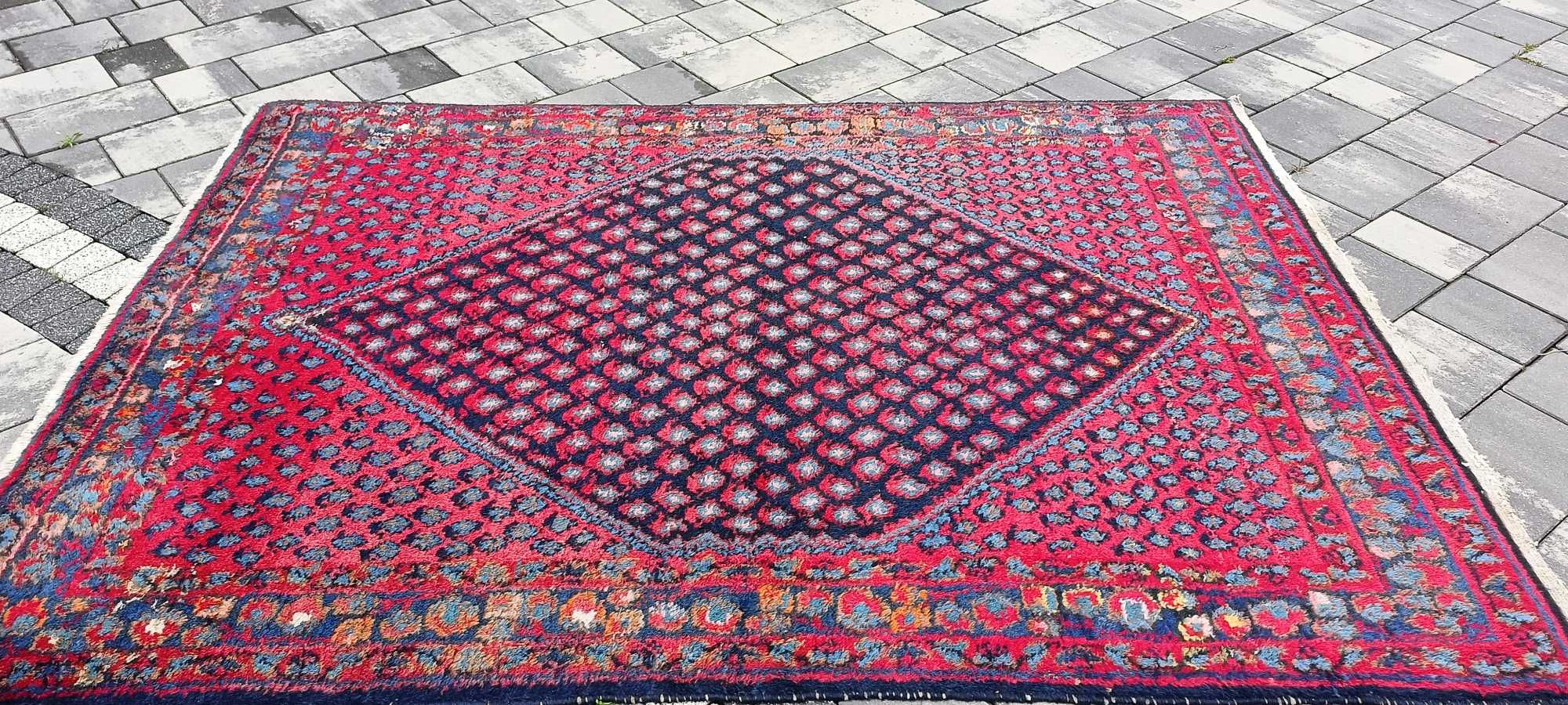 Hamadan dywan wełniany tkany ręcznie perski 199 x 141 cm wełna Iran