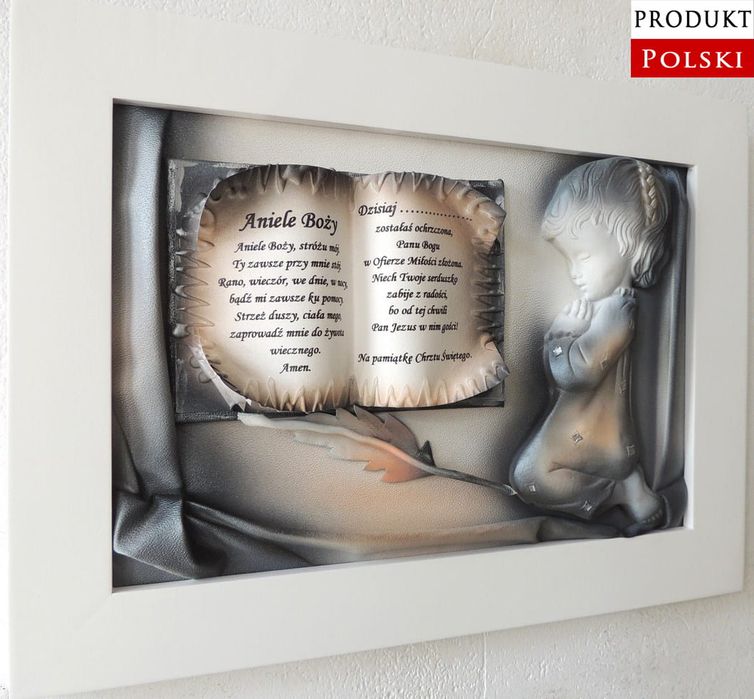 Obraz na pamiątkę dla dziewczynki, chrzest, komunia + dedykacja GRAWER