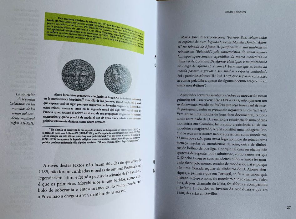 Numismatica - Caderno: O Morabitino B de Braga