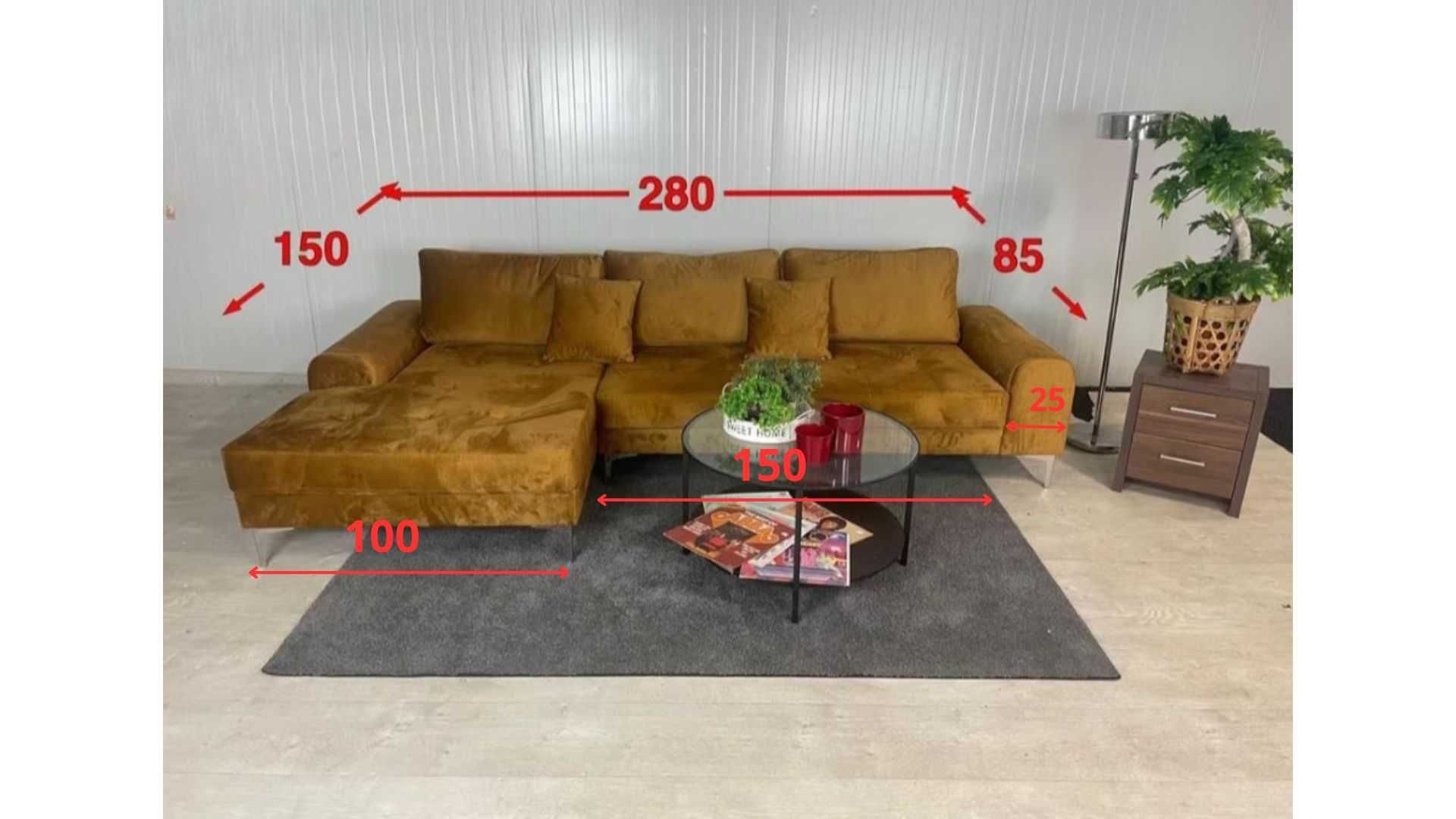 Narożnik welurowy DIEGO super design premium Dowóz 7 dni!STYLUX